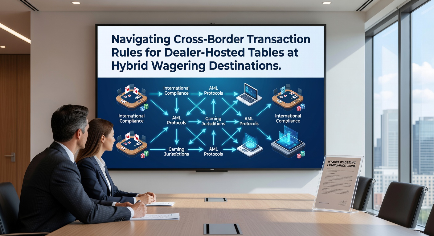 Hybrid wagering venue showing integrated sports betting and live dealer casino tables with international transaction elements